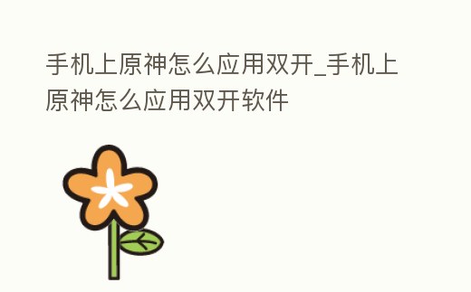 手機上原神怎么應用雙開_手機上原神怎么應用雙開軟件