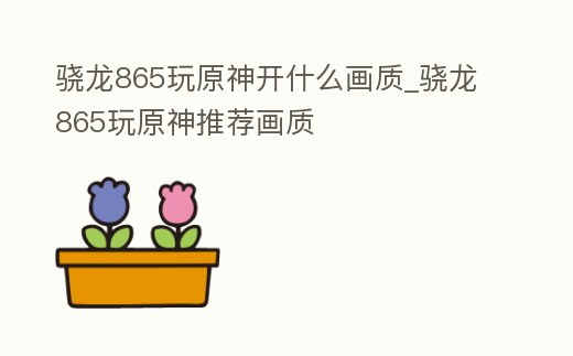 驍龍865玩原神開什么畫質(zhì)_驍龍865玩原神推薦畫質(zhì)