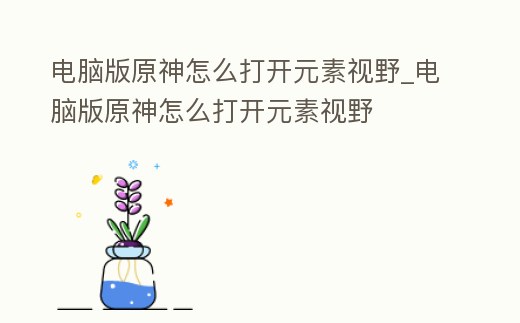 電腦版原神怎么打開元素視野_電腦版原神怎么打開元素視野