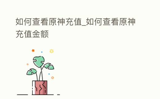如何查看原神充值_如何查看原神充值金額