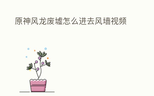 原神風龍廢墟怎么進去風墻視頻