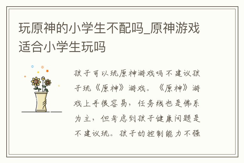 玩原神的小學生不配嗎_原神游戲適合小學生玩嗎