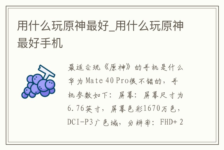 用什么玩原神最好_用什么玩原神最好手機(jī)