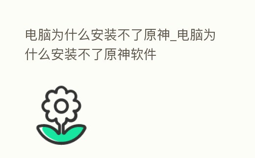 電腦為什么安裝不了原神_電腦為什么安裝不了原神軟件