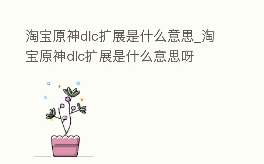 淘寶原神dlc擴展是什么意思_淘寶原神dlc擴展是什么意思呀