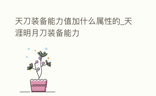 天刀裝備能力值加什么屬性的_天涯明月刀裝備能力