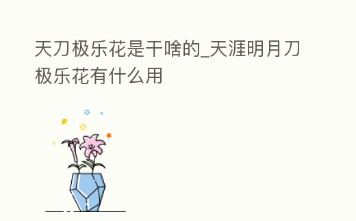 天刀極樂花是干啥的_天涯明月刀極樂花有什么用