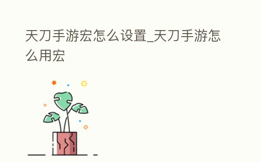 天刀手游宏怎么設置_天刀手游怎么用宏