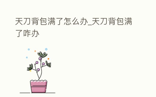 天刀背包滿了怎么辦_天刀背包滿了咋辦