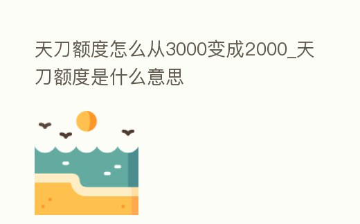 天刀額度怎么從3000變成2000_天刀額度是什么意思
