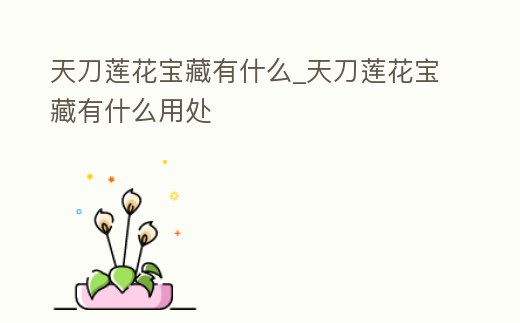天刀蓮花寶藏有什么_天刀蓮花寶藏有什么用處