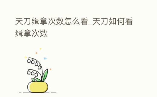 天刀緝拿次數怎么看_天刀如何看緝拿次數