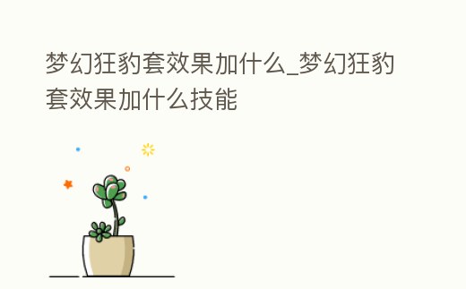 夢幻狂豹套效果加什么_夢幻狂豹套效果加什么技能