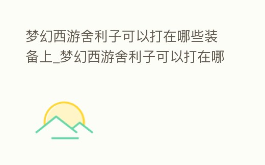 夢(mèng)幻西游舍利子可以打在哪些裝備上_夢(mèng)幻西游舍利子可以打在哪里