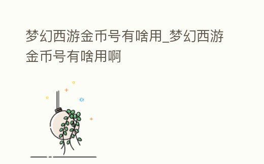 夢幻西游金幣號有啥用_夢幻西游金幣號有啥用啊