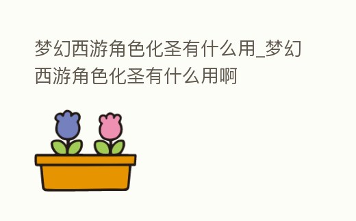 夢幻西游角色化圣有什么用_夢幻西游角色化圣有什么用啊