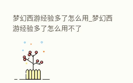 夢幻西游經驗多了怎么用_夢幻西游經驗多了怎么用不了