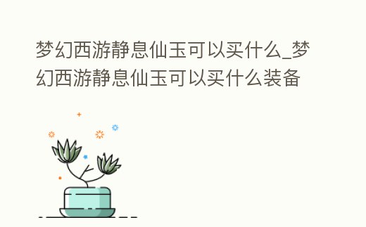 夢(mèng)幻西游靜息仙玉可以買什么_夢(mèng)幻西游靜息仙玉可以買什么裝備
