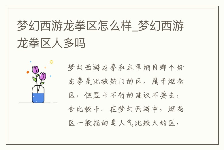 夢幻西游龍拳區怎么樣_夢幻西游龍拳區人多嗎
