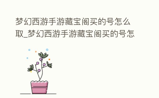 夢幻西游手游藏寶閣買的號(hào)怎么取_夢幻西游手游藏寶閣買的號(hào)怎么取出來