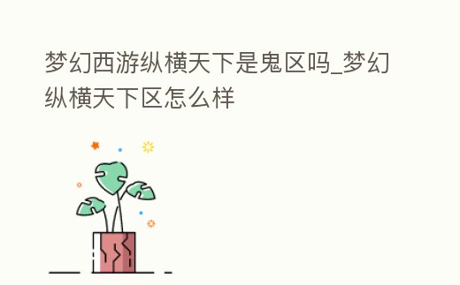 夢幻西游縱橫天下是鬼區嗎_夢幻縱橫天下區怎么樣