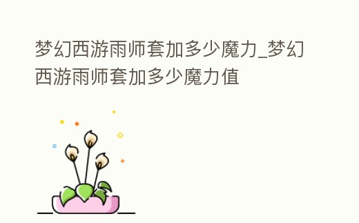 夢幻西游雨師套加多少魔力_夢幻西游雨師套加多少魔力值