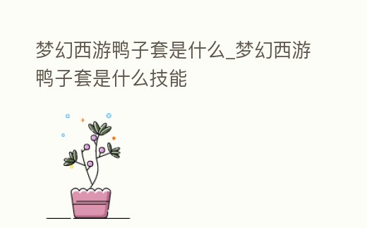 夢幻西游鴨子套是什么_夢幻西游鴨子套是什么技能