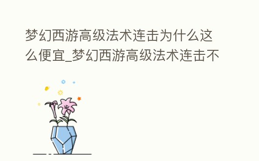 夢幻西游高級法術連擊為什么這么便宜_夢幻西游高級法術連擊不值錢