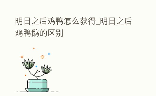 明日之后雞鴨怎么獲得_明日之后雞鴨鵝的區別