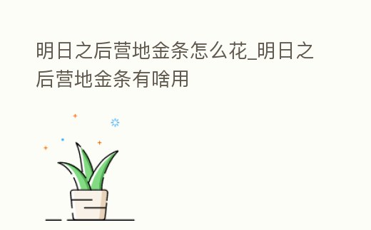 明日之后營地金條怎么花_明日之后營地金條有啥用