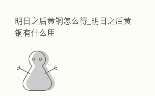 明日之后黃銅怎么得_明日之后黃銅有什么用