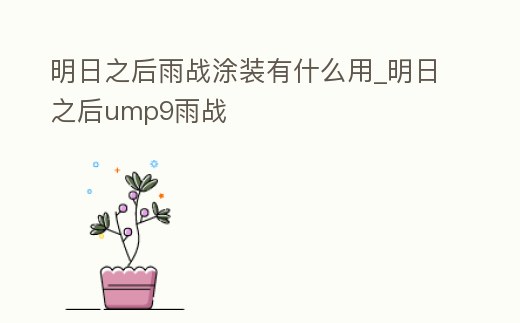 明日之后雨戰涂裝有什么用_明日之后ump9雨戰