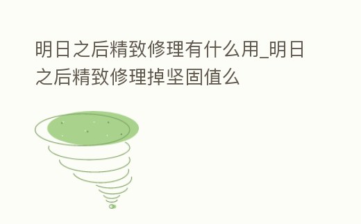 明日之后精致修理有什么用_明日之后精致修理掉堅固值么