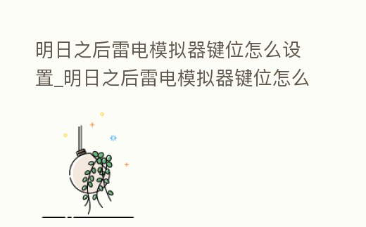 明日之后雷電模擬器鍵位怎么設置_明日之后雷電模擬器鍵位怎么設置不了