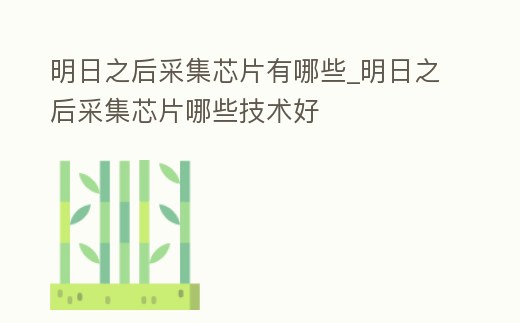 明日之后采集芯片有哪些_明日之后采集芯片哪些技術好