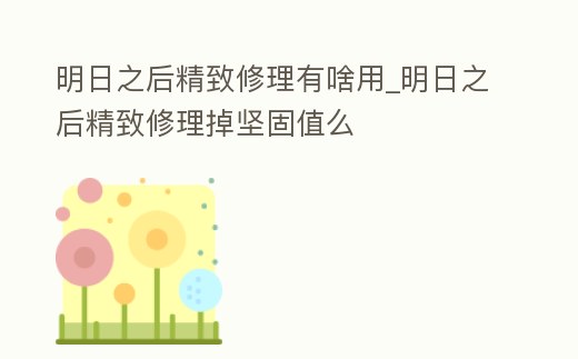 明日之后精致修理有啥用_明日之后精致修理掉堅固值么