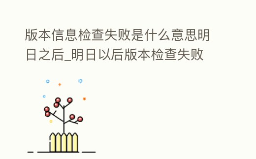 版本信息檢查失敗是什么意思明日之后_明日以后版本檢查失敗