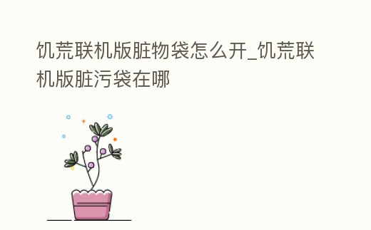 饑荒聯機版臟物袋怎么開_饑荒聯機版臟污袋在哪