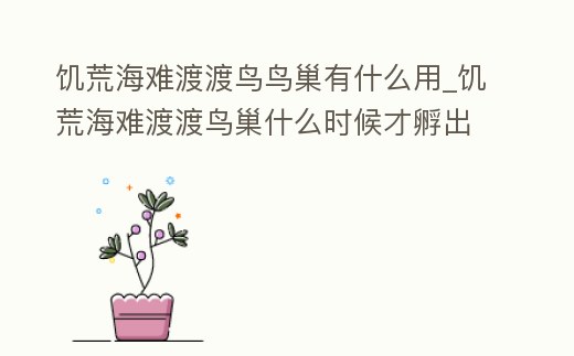 饑荒海難渡渡鳥鳥巢有什么用_饑荒海難渡渡鳥巢什么時候才孵出來