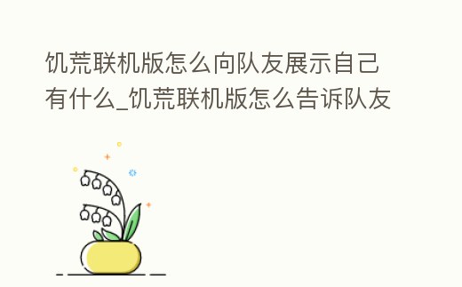 饑荒聯機版怎么向隊友展示自己有什么_饑荒聯機版怎么告訴隊友身上有什么