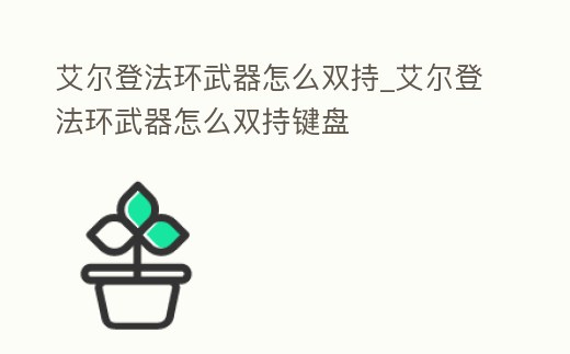 艾爾登法環武器怎么雙持_艾爾登法環武器怎么雙持鍵盤