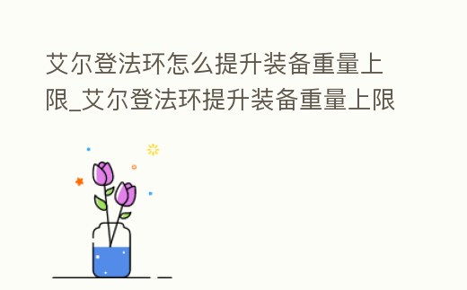 艾爾登法環怎么提升裝備重量上限_艾爾登法環提升裝備重量上限護符