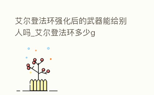 艾爾登法環強化后的武器能給別人嗎_艾爾登法環多少g