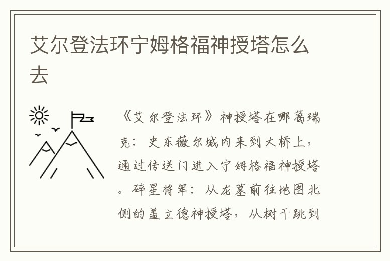 艾爾登法環寧姆格福神授塔怎么去