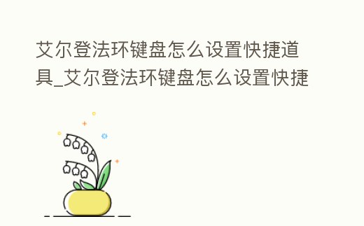 艾爾登法環(huán)鍵盤怎么設(shè)置快捷道具_艾爾登法環(huán)鍵盤怎么設(shè)置快捷道具