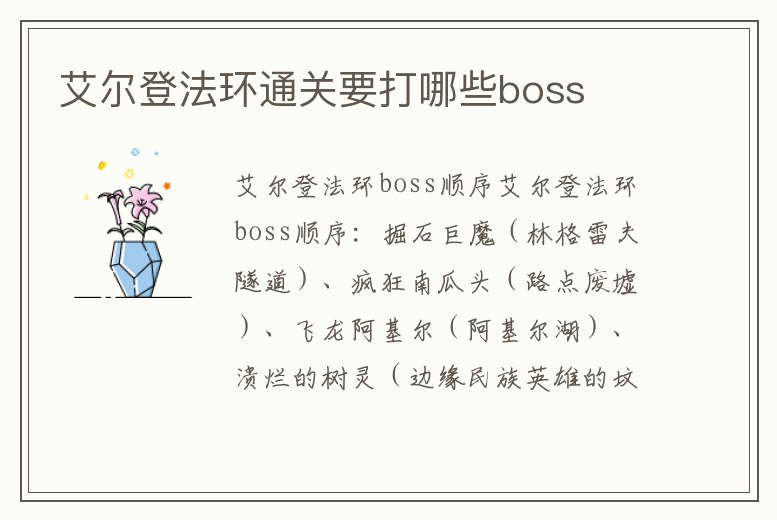 艾爾登法環通關要打哪些boss