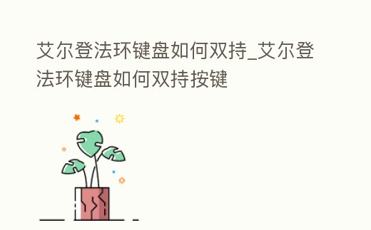 艾爾登法環鍵盤如何雙持_艾爾登法環鍵盤如何雙持按鍵