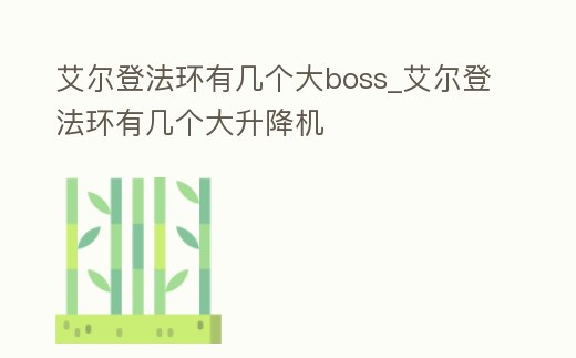 艾爾登法環有幾個大boss_艾爾登法環有幾個大升降機