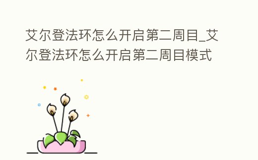 艾爾登法環怎么開啟第二周目_艾爾登法環怎么開啟第二周目模式