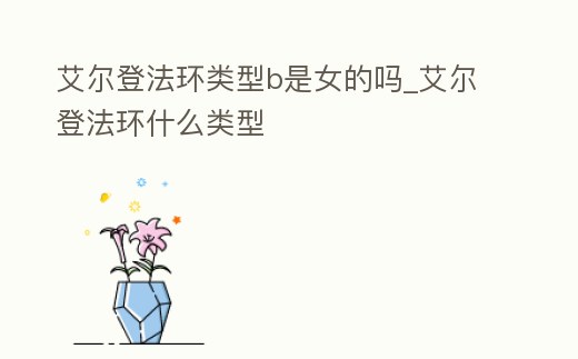 艾爾登法環類型b是女的嗎_艾爾登法環什么類型